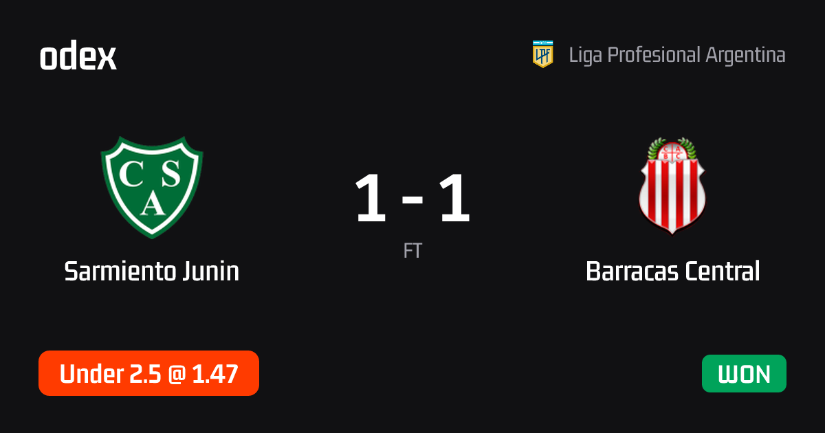 Sarmiento Junin - Barracas Central · ODEX pick