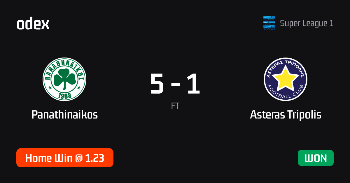 Panathinaikos - Asteras Tripolis · ODEX pick