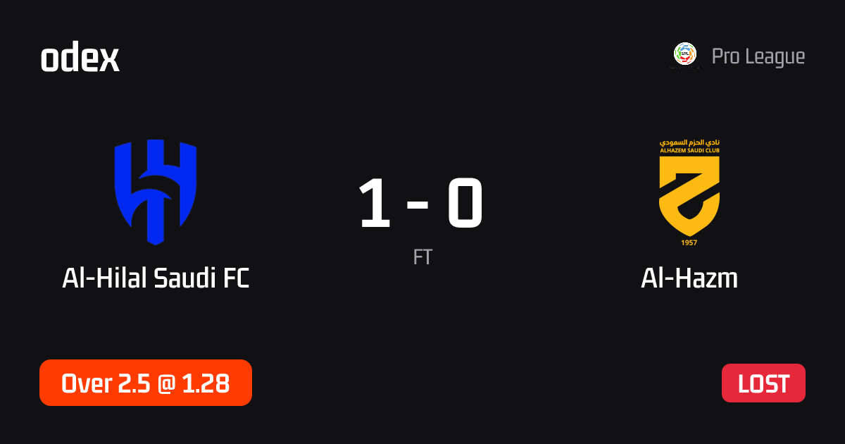 Al-Hilal Saudi FC - Al-Hazm · ODEX pick