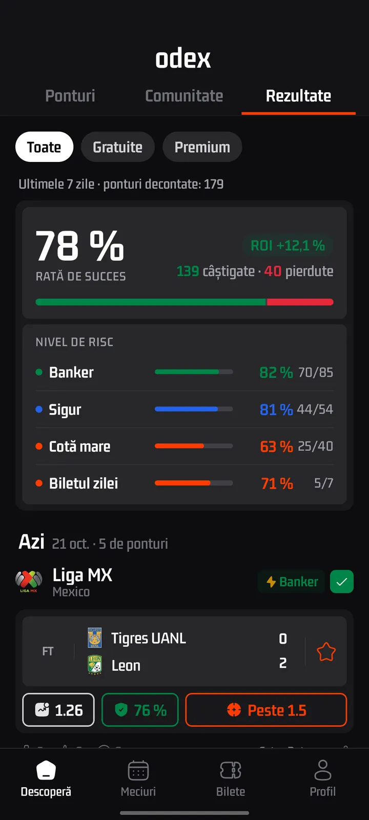Ecran din aplicația odex